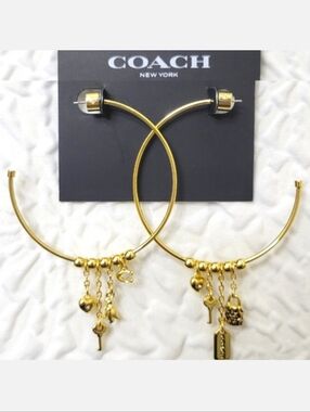 ⚘️Coach Iconic Mix Charms 2" Hoop Earrings